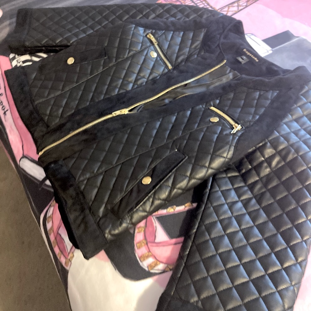 Faux Leather with suede quarter length jacket